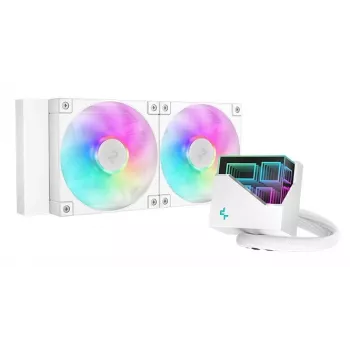 Zintegrowane chłodzenie cieczą DeepCool LT240 White — radiator 240 mm, 2x wentylatory 120 mm PWM (600–2400 RPM), węże 41 cm, dla LGA1150