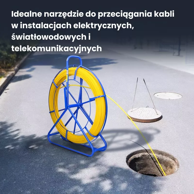 Extralink Pilot 4.5mm 25m | Pręt do przeciągania kabli | włókno szklane FRP, śr. 4.5mm, dł. 25m, żółty