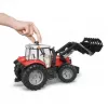 Traktor-zabawka BRUDER Massey Ferguson 7624 z ładowaczem czołowym, czerwony, dla dzieci od 3 lat