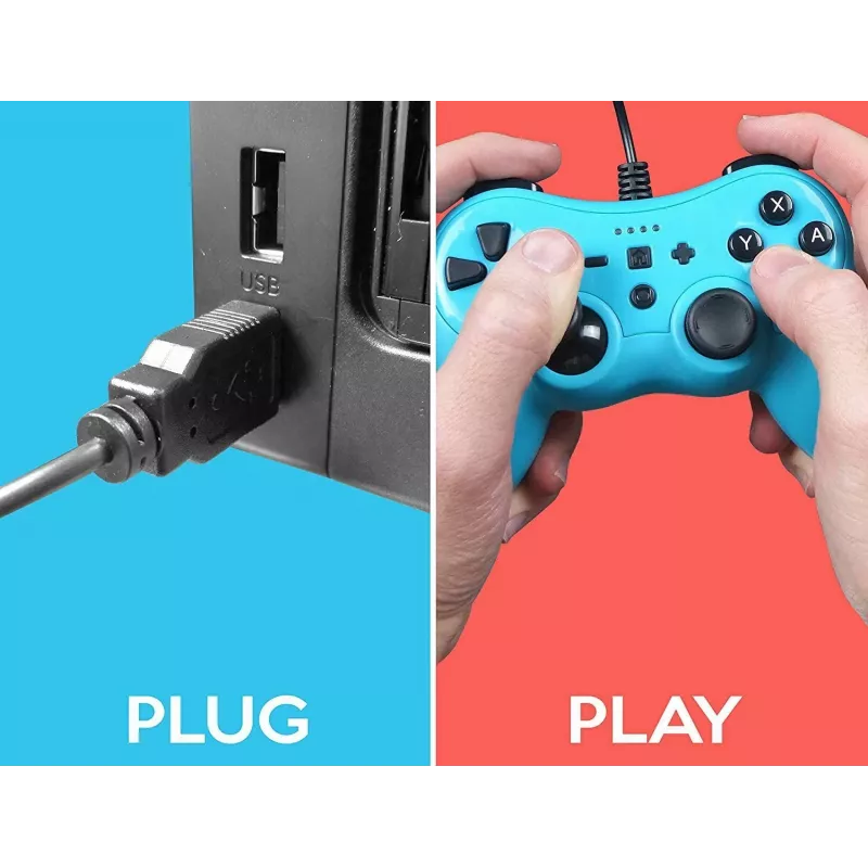 Przewodowy kontroler SUBSONIC SA5488-1 Neon niebieski — dla Nintendo Switch, połączenie przewodowe