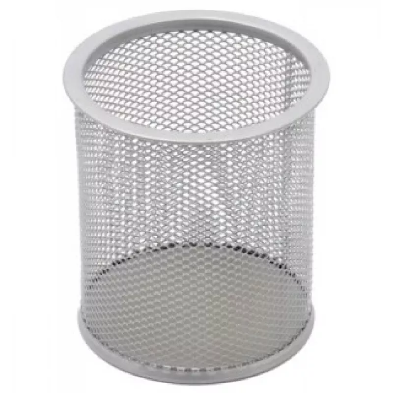 Piórnik Forpus, okrągły, srebrny, pusty, perforowany metal 1005-009