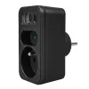 Rozgałęźnik zasilania MACLEAN MCE249 F/B — 2 gniazda AC (16A + 6A) z 2×USB-A i 2×USB-C PD 20W, wtyk EU, czarny