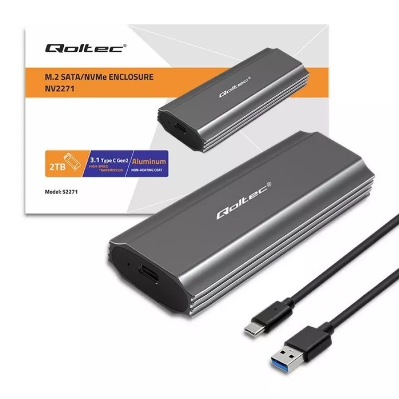 Obudowa | kieszeñ NV2271 na dysk M.2 SSD | SATA | NVMe | USB-C | 2TB