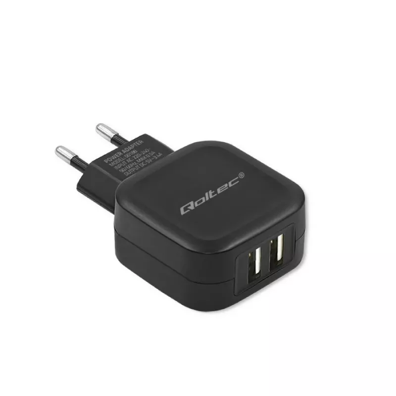 Qoltec 50188 ładowarka do urządzeń mobilnych Laptop, Smartfon, Smartwatch, Tablet, Telefon, Uniwersalna Czarna AC, DC do użytku wewnętrznego