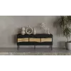 Szafka TV cama meble INSERTO 3D 143,5x40x61,5 cm czarna z LED, blat z płyty wiórowej