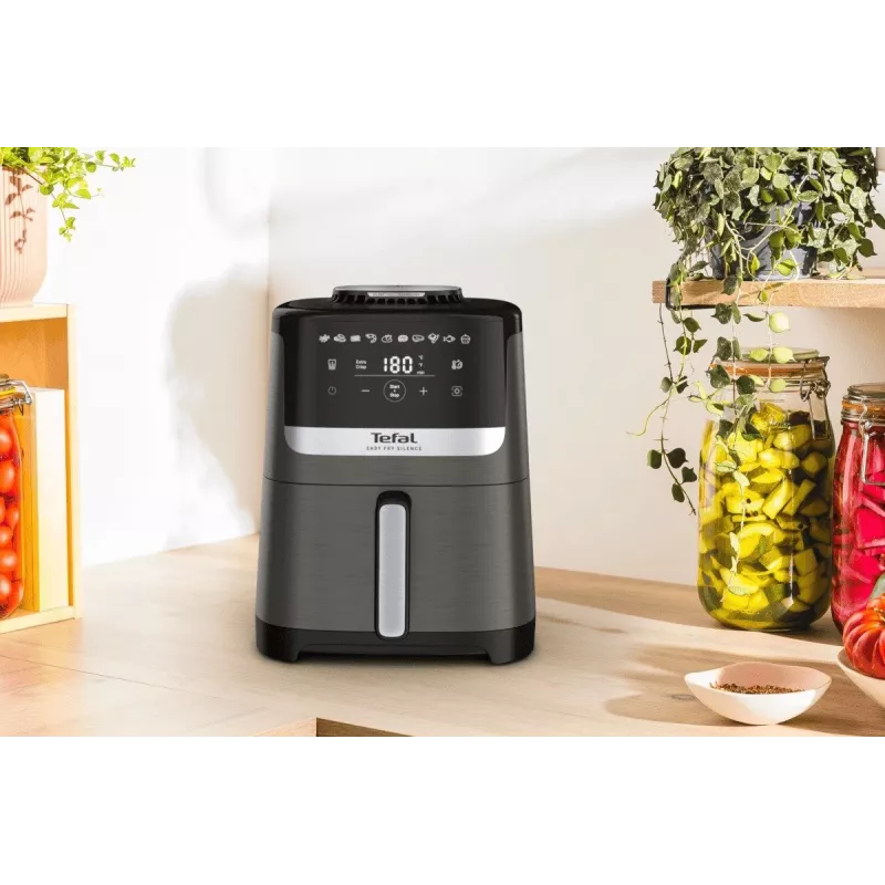 Frytownica Tefal Easy Fry Silence EY551HE0 Pojedyncza 5 L Wolnostojąca Frytownica beztłuszczowa Czarna, Szara, Stal nierdzewna