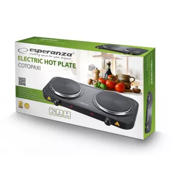 Kuchynka elektryczna nablatowa ESPERANZA EKH010K — 2-polowa czarna, 155 mm, 2000 W, sterowanie obrotowe