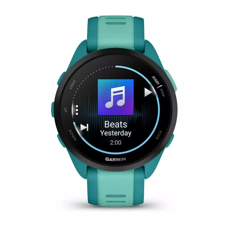 Smartwatch GARMIN Forerunner 165 Music — 43 mm polimerowa obudowa, 1.2 cala AMOLED, 4 GB, GPS/GLONASS/Galileo, 5 ATM