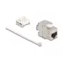 Moduł Keystone DELOCK 90723 — płaska wkładka RJ-45, srebrny/biały, 16×28,5×22,6 mm