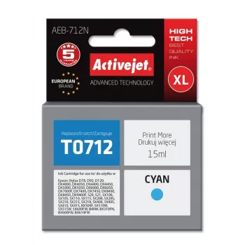 Wkład atramentowy ActiveJet AEB-712N cyjan kompatybilny z Epson, 15 ml, XL wysoka wydajność, 1 szt.