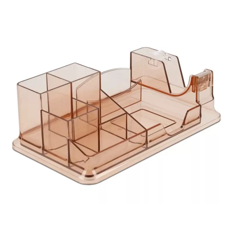Organizer na biurko DeLOCK 18341 przezroczysty brązowy plastik 145x250x85mm
