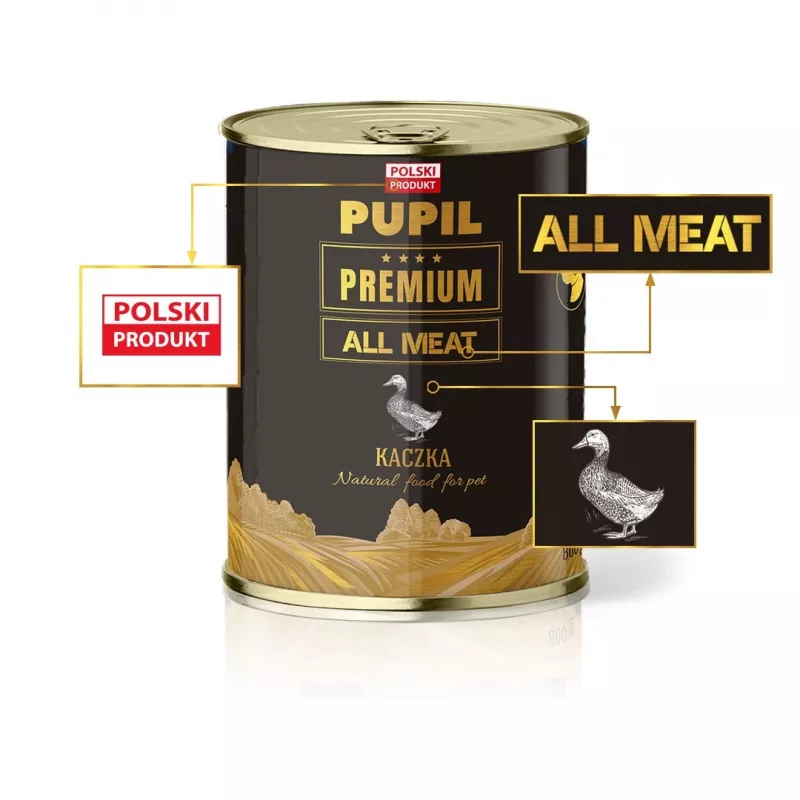 PUPIL Premium All Meat Gold Duck - karma mokra dla psa - 800g