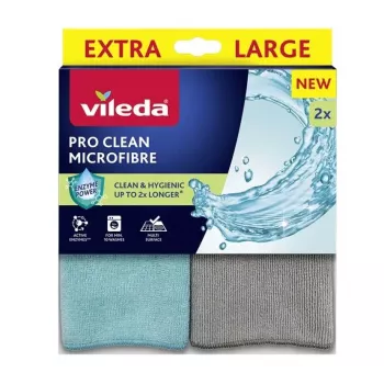 Ściereczka do czyszczenia VILEDA Pro Clean uniwersalna z aktywnymi enzymami, szara, 2 szt., można prać w pralce