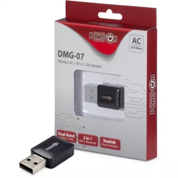 Inter-Tech DMG-07 - Bezprzewodowy - USB - Wi-Fi / Bluetooth - Wi-Fi 5 (802.11ac) - 650 Mbit/s - Czarny (88888146)