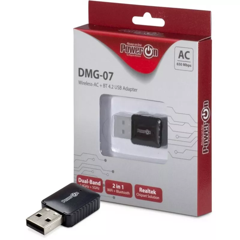 Inter-Tech DMG-07 - Bezprzewodowy - USB - Wi-Fi / Bluetooth - Wi-Fi 5 (802.11ac) - 650 Mbit/s - Czarny (88888146)