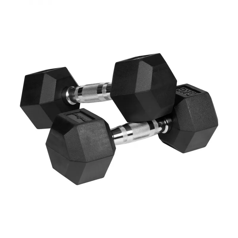 Gumowane hantle żeliwne HEX 2x6 kg REBEL ACTIVE
