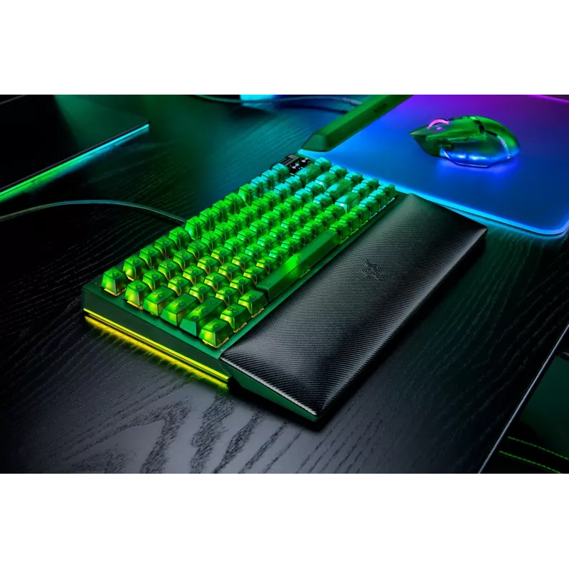 Mechaniczna klawiatura gamingowa Razer CzarnyWidow V4 75% — przewodowa, układ US, edycja Phantom zielony, mechaniczne przełączniki dotykowe Razer