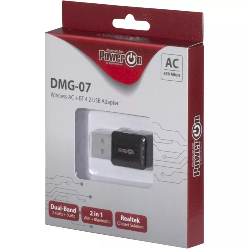Inter-Tech DMG-07 - Bezprzewodowy - USB - Wi-Fi / Bluetooth - Wi-Fi 5 (802.11ac) - 650 Mbit/s - Czarny (88888146)