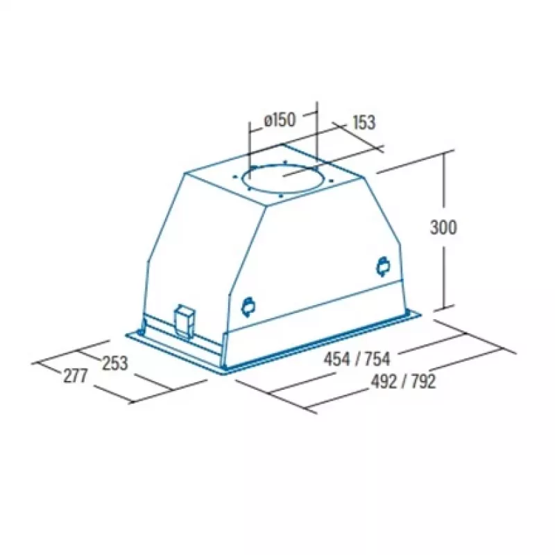 Okap podszafkowy CATA GC DUAL BK — szerokość 492 mm, 1200 m³/h, filtr metalowy, 50 dB