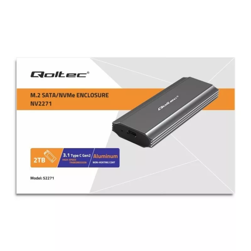 Obudowa | kieszeñ NV2271 na dysk M.2 SSD | SATA | NVMe | USB-C | 2TB