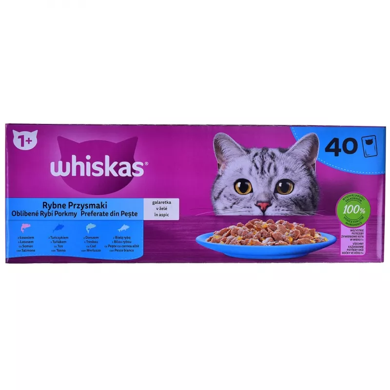 WHISKAS Fish Favourites in jelly - mokra karma dla kota - 40x85 g