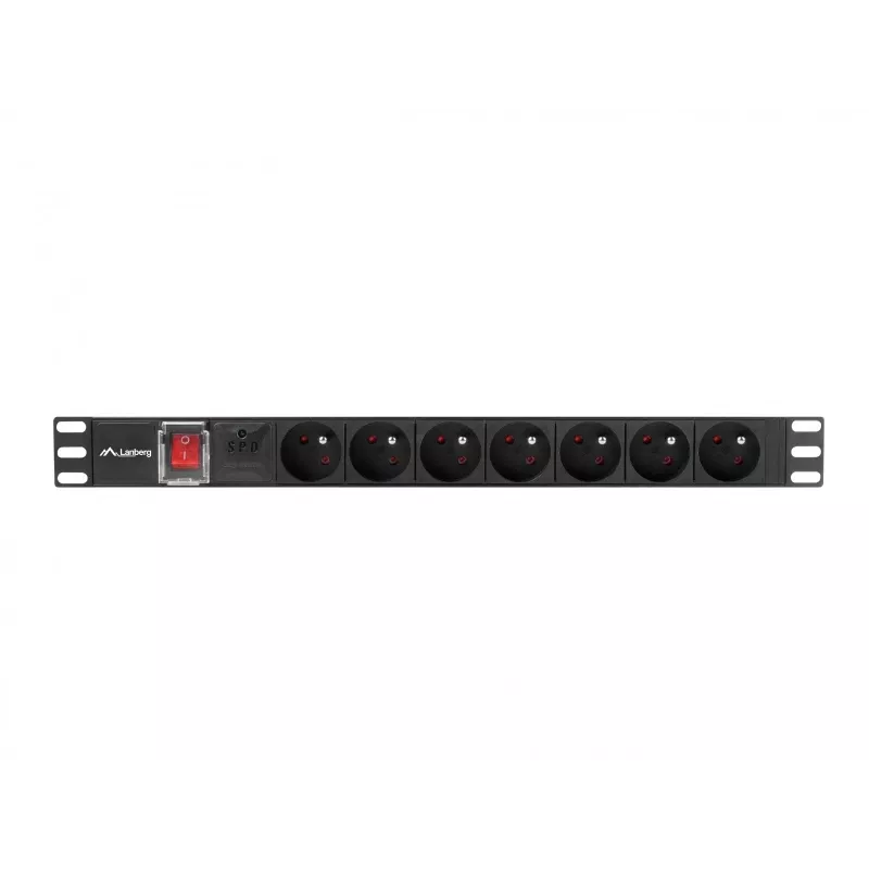 LANBERG PDU-07E-0200-IEC-BK PDU 1U 10A 7 gniazd francuskich 2m Czarny