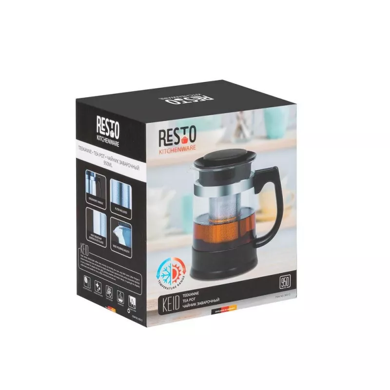 Resto Kitchenware 90512 teapot Pojedynczy czajniczek 950 ml Czarny, Przezroczysty