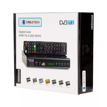 Cyfrowy odbiornik telewizyjny Cabletech URZ0336C DVB-T/T2 H.265 naziemny tuner, 470–862 MHz, 1 tuner, HDMI, USB, SCART