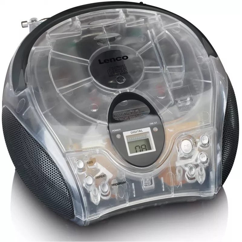 Przenośne radio z odtwarzaczem CD Lenco SCD-24TR — FM, moc wyjściowa 4 W, LCD, antena teleskopowa, AC/DC, baterie 6×C