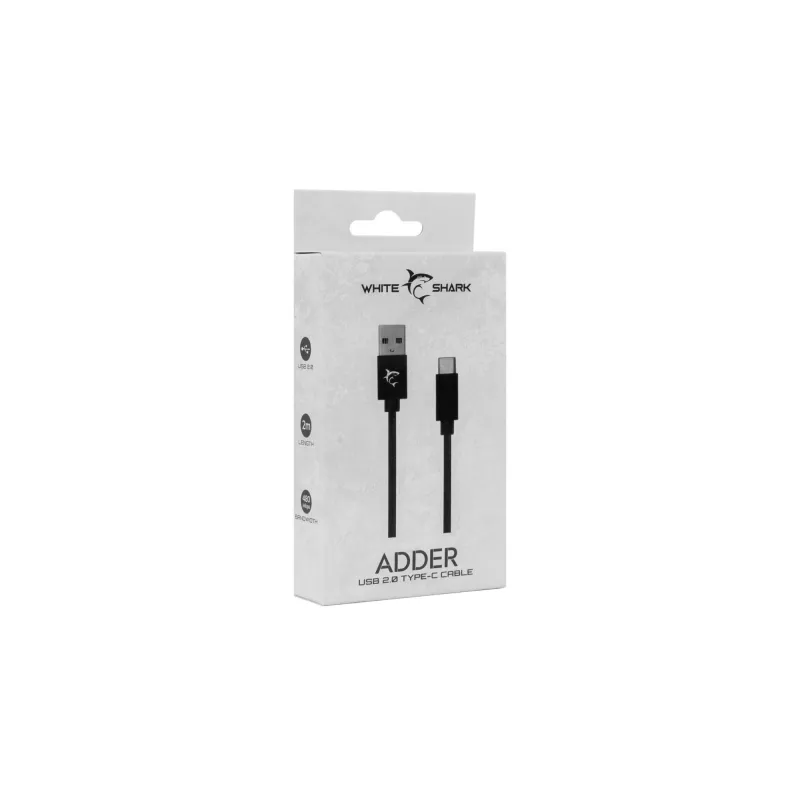 Kabel USB na USB-C White Shark Adder 2 m — kabel do ładowania i przesyłania danych, biały