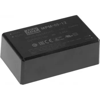 Zasilacz MEAN WELL MPM-65-48, wewnętrzny 65 W, wejście 80–264 V, czarny, 52×87×29,5 mm