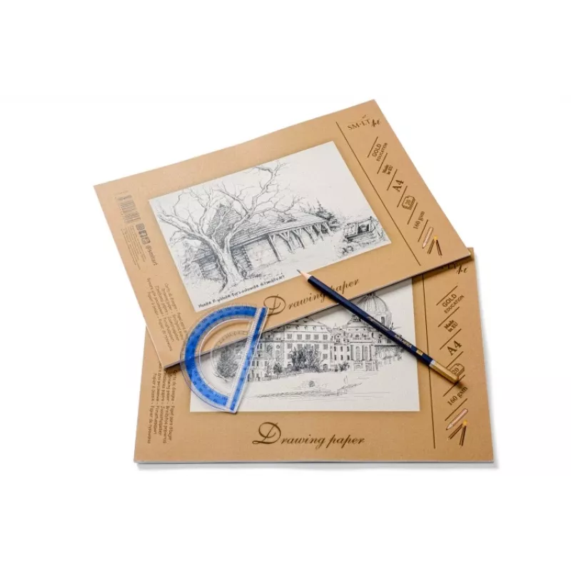 Papier do rysowania i szkicowania SMLT A4, 160 g/m², 20 arkuszy, klejony