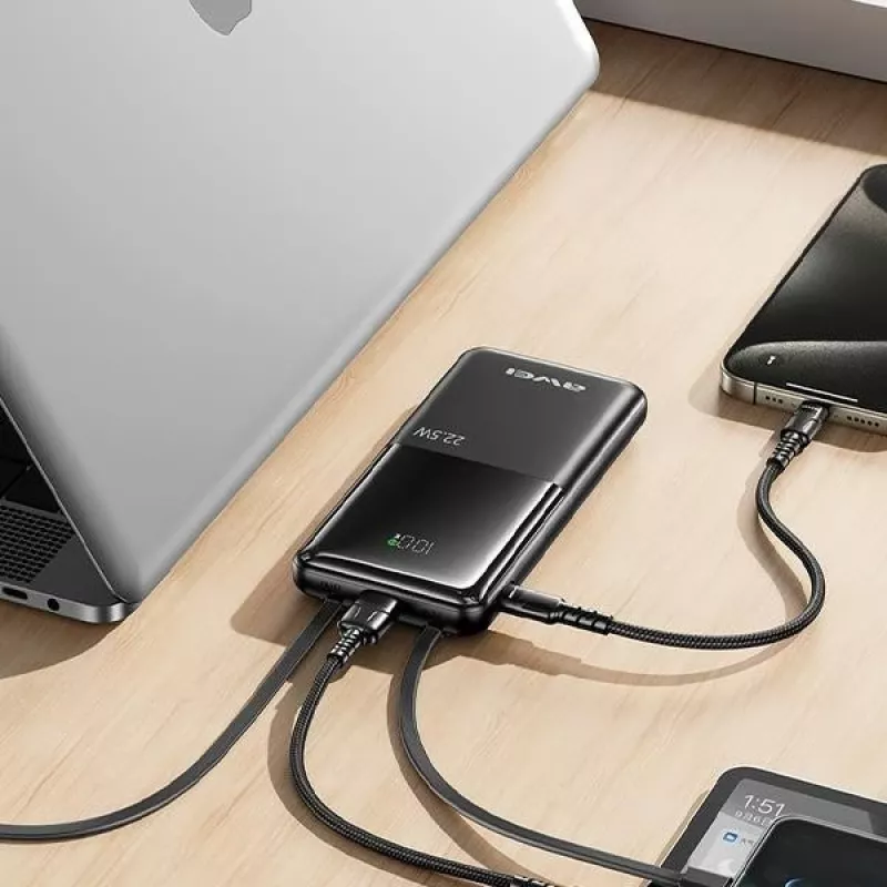 Powerbank 10000mAh P76K 22,5W 4 Wyjcia ³adowania dwa kable