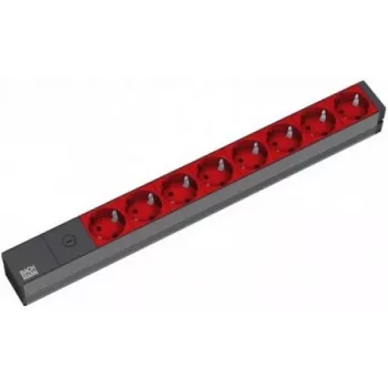 Bachmann 19'' 2m 8x Schuko H05VV-F 3G 1.00mm² przedłużacz zasilania 8 gniazd AC Czarny, Czerwony