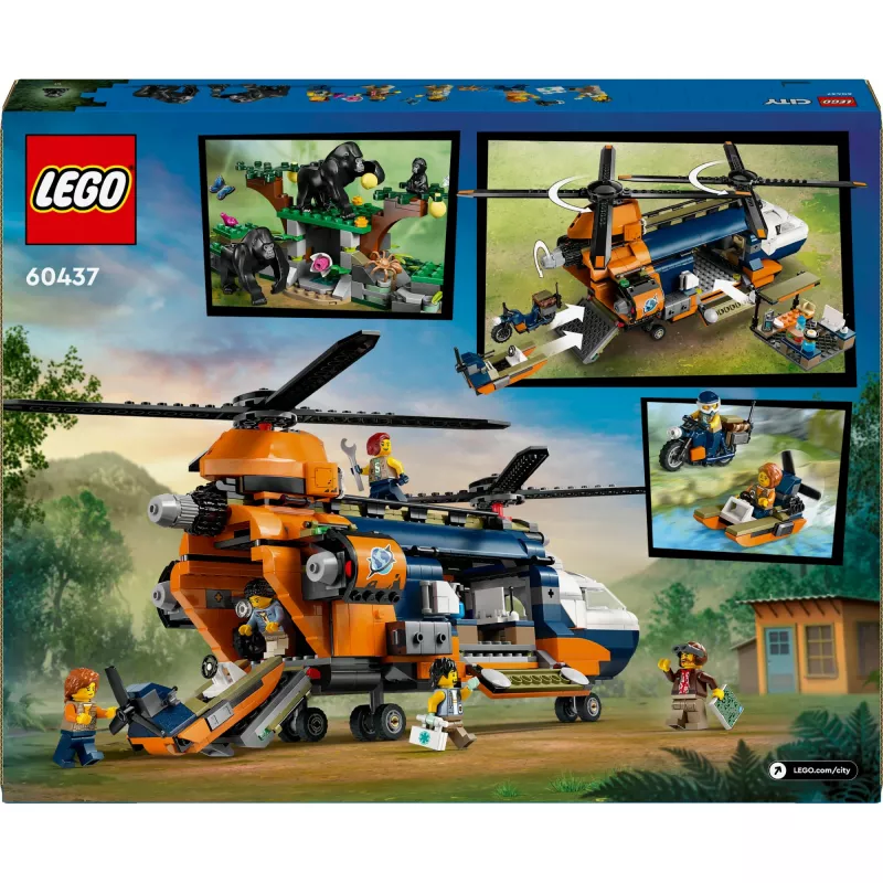 LEGO City 60437 Śmigłowiec eksploratora dżungli w bazie