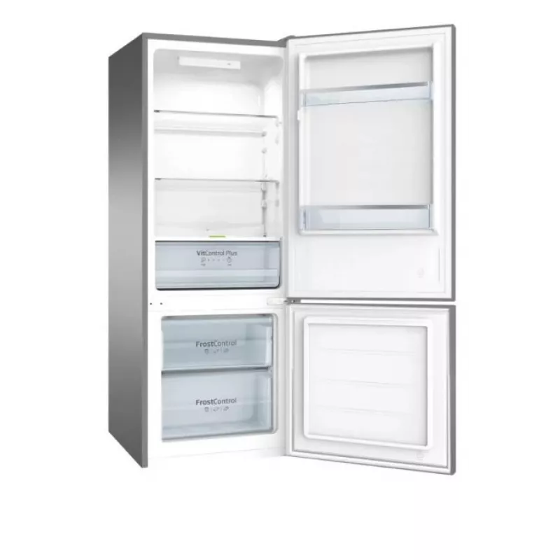 Wolnostojąca lodówko-zamrażarka AMICA KGCL 384 160 E, całk. 205 l, lodówka 153 l, zamrażarka 52 l, zamrażalnik dolny, stal nierdzewna