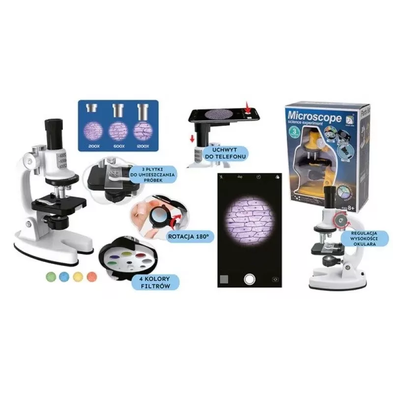 Mikroskop Ascato 124582, powiększenie 40×, oświetlenie LED, edukacyjny mikroskop laboratoryjny