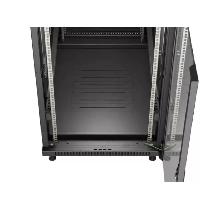 Szafa rack 19 cali LANBERG 22U 600x1000 mm, czarna, szklane drzwi przednie i tylne