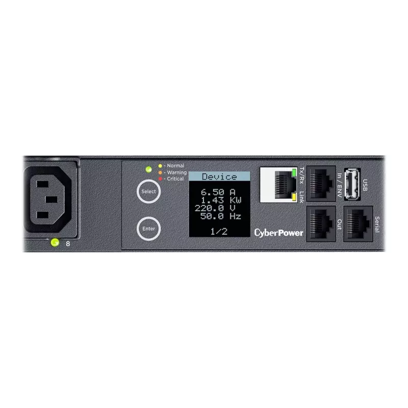 CyberPower PDU41005 jednostka dystrybucji zasilania (PDU) 8 gniazd AC 1U Czarny