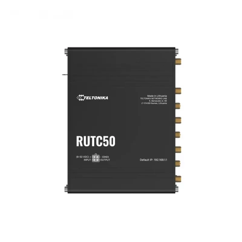 Router bezprzewodowy Teltonika RUTC50, Gigabit Ethernet, Dual-band (2,4 GHz / 5 GHz), 5G, Czarny