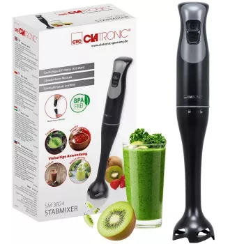 Blender ręczny CLATRONIC SM 3824 — 600 W, 2-biegowy, ostrze ze stali nierdzewnej, czarny