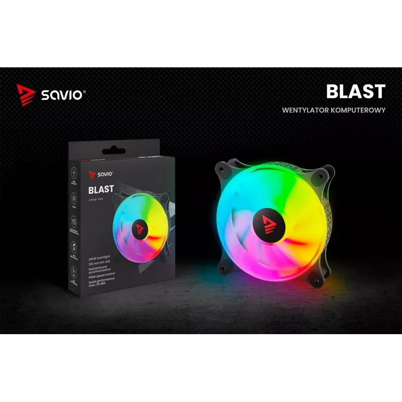Wentylator obudowy SAVIO Blast 120mm ARGB PWM - Czarny