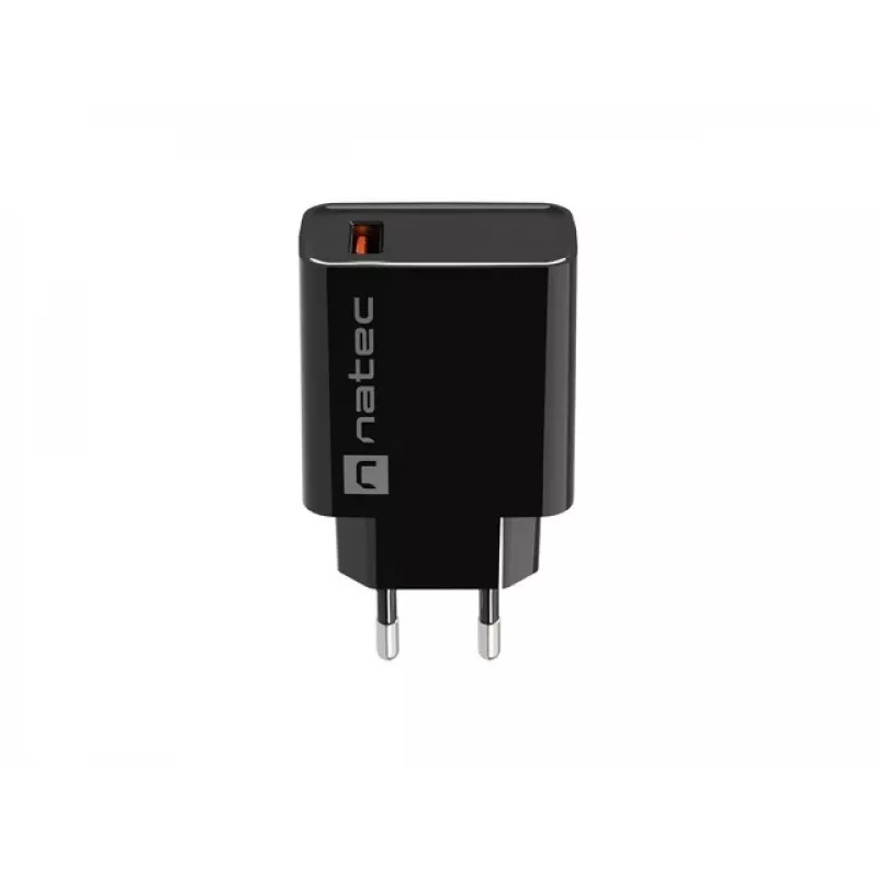 NATEC AC szybkie ładowanie przewodowa ładowarka wewnętrzna Ribera — 18W (5–15V, do 3A), 1× USB-A, czarna