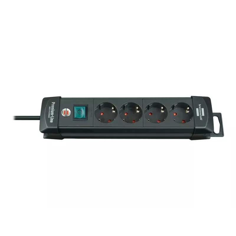 Brennenstuhl Premium-Line listwa zasilająca 4-gniazdowa czarna, 1,8 m Premium-Line Power Strip 4-gniazdowa czarna 1,8 m H05VV-F 3G1,5 (1951140100)