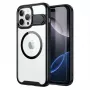 GUAN etui ochronne do Apple iPhone 16 Plus z hartowanym szkłem 10H i podstawką, przezroczysty tył z czarną ramką