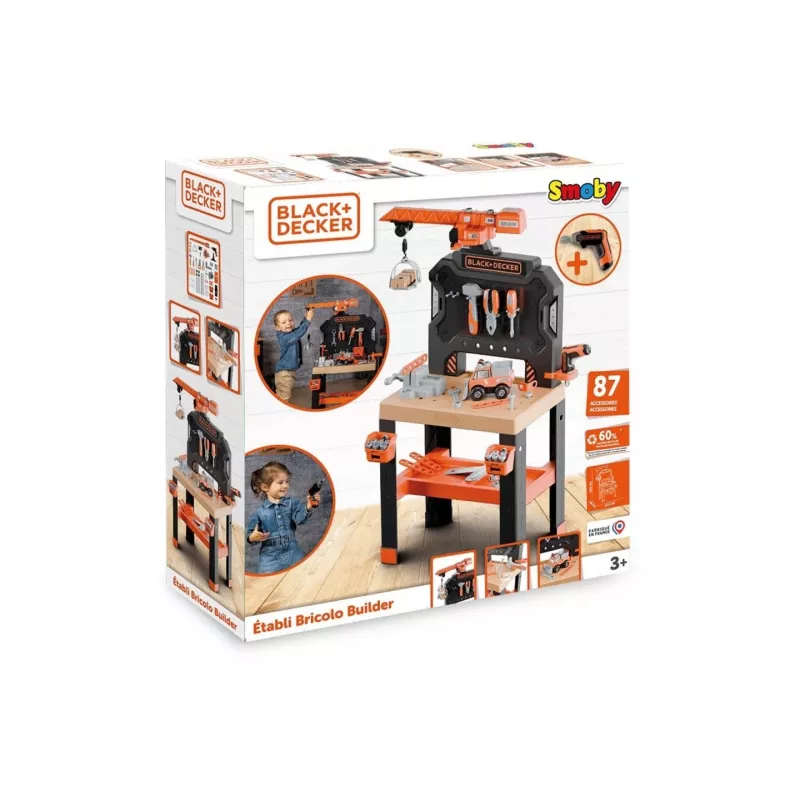 Zestaw narzędzi warsztatowych dla dzieci SMOBY Bricolo Builder 7600360741 – zestaw konstrukcyjny do zabawy w role