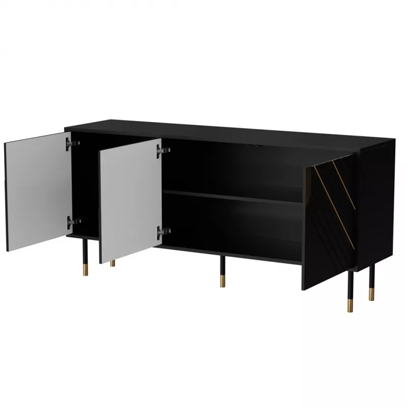 Cama 3D MOUNTAIN komoda 154x40x72 czarny + złoty