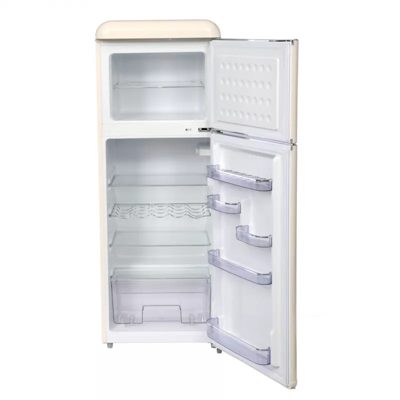 Lodówka z zamrażarką Ravanson LKK-210RC — wolnostojąca 157 L chłodziarka / 51 L zamrażarka, klasa energetyczna E, R600a, 54,5×58,5×147 cm, 39 dB