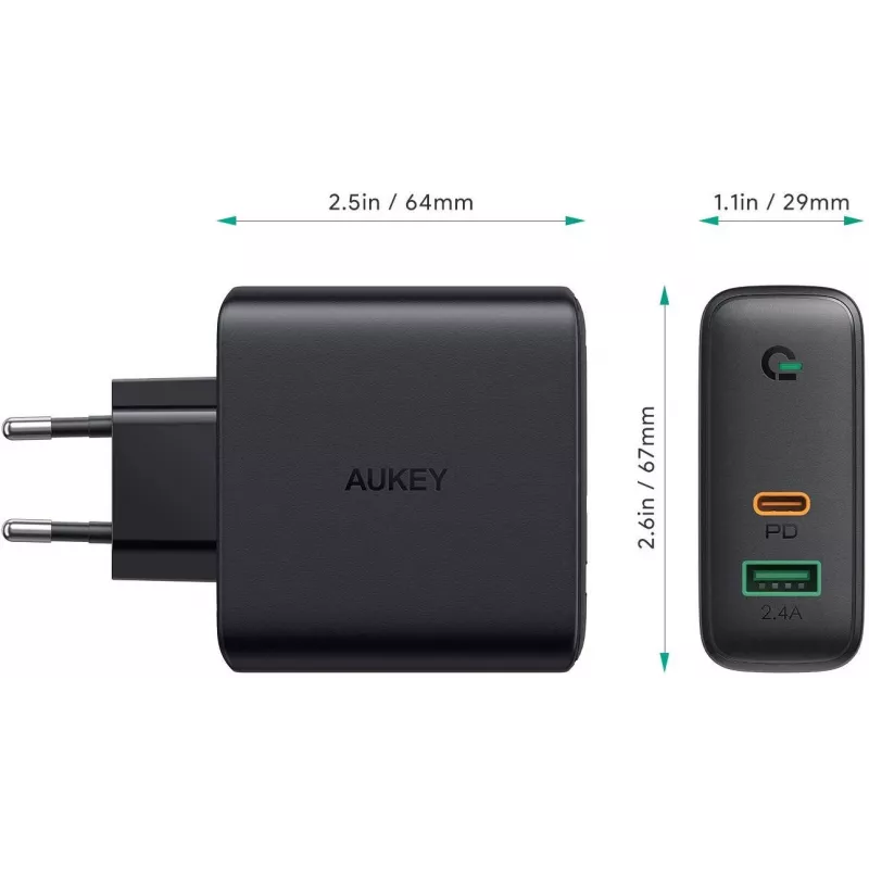 Ładowarka ścienna PA-D3 2xUSB Power Delivery (1xUSB+1xUSB C) 5,4A 60W Dynamic Detect