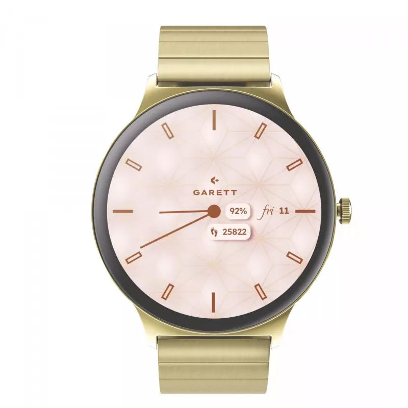 Smartwatch Garett Verona 2 Gold Steel z Bluetooth i monitorem pracy serca
